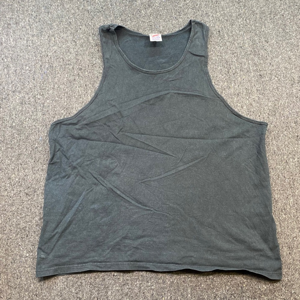 Jerzees Tank Top Sz XL Mens Gray Grunge Skater Made in USA Sleeveless TShirt